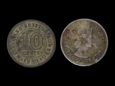 Coin Lama～马来亚 女王 Malaya Queen 10 Cents (Random Year) (Condition VF / Tak Cantik) (1Pcs Price) (Original Coin) (Syiling Asli)
