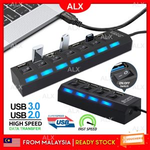 ALX BORONG Malaysia Micro USB 2.0 / 3.0 Hub Super High Speed USB Hub 4 Port / 7 Port wt LED ON/OFF Switch for Laptop PC Computer