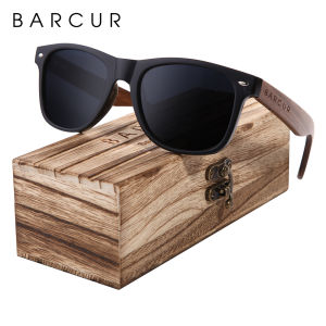BARCUR Kính Râm Màu Đen Óc Chó Kính Râm Phân Cực Gỗ Kính Nam Kính Bảo Vệ UV400 Kính Mắt Bằng Gỗ Hộp Nguyên Bản2026