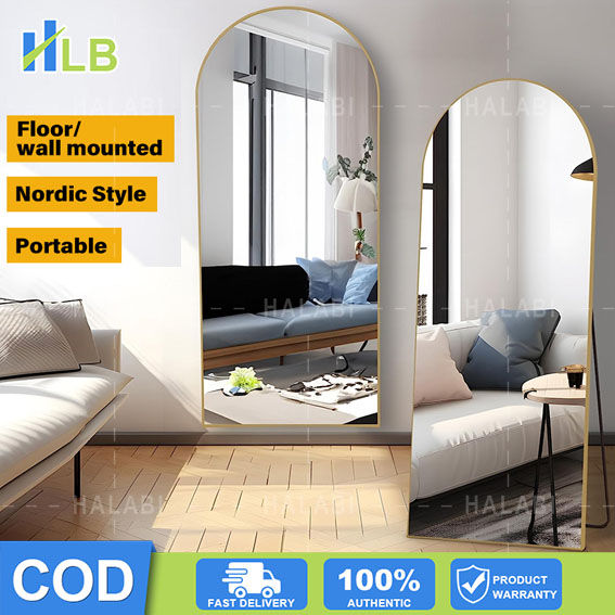 HLB Metal Frame Full-length Mirror HD Vertical Floor Mirror with ...