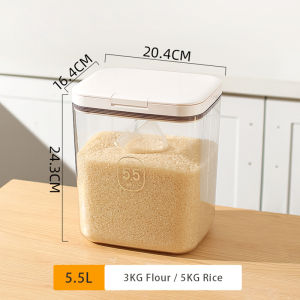 Vision 2.8L/4.5L/5.5L Flip Top Flour Container Rice Bucket Food Storage Bins Kitchen Sealed Grain Storage Box Pantry Organization Insect Proof and Moisture-proof