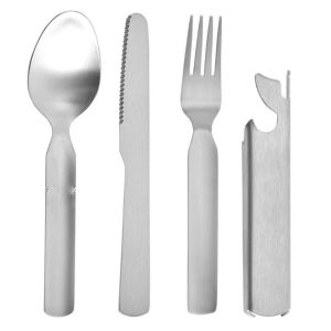 INVADER Polished Edge Portable Cutlery Set Easy to Clean 4-in-1 Dining Utensils Gifts Kitchen Dining Tool Camping Utensils
