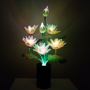 ไฟดอกบัว Led 7หัว Lampu Buddha ไฟดอกไม้ทรงดอกบัวโคมไฟเอฟโอแปลกใหม่ดอกไม้ใยแก้วนำแสงสไตล์ใหม่