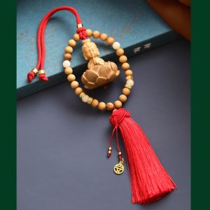 Khánh treo gương xe ô tô quan âm và phật tổ vòng gỗ hoàng liên thu hút tài lộc mang lại may mắn