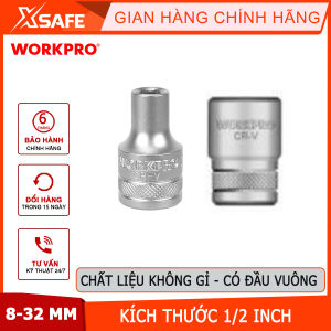 Đầu tuýp có đầu vuông 1/4 inch và đầu lục giác 6 cạnh size 5-14mm Workpro