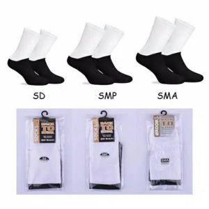 Kaos Kaki Sekolah SD SMP SMA Putih / Kaos Kaki Warna Hitam Putih TOSERBA