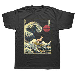 Funny Greyhound Dog Japanese Surfing Wave Graphic T-shirts Men Womens Fashion Casual Tshirt  Loose Oversized T Shirt