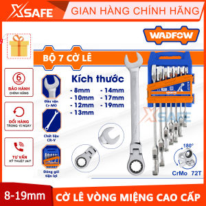 Bộ 7 cờ lê vòng miệng Wadfow xoay chiều 8-19mm có chức năng xoay 360 độ Mạ bóng đẹp CR-V Đầu vặn Cr-Mo chất lượng cao