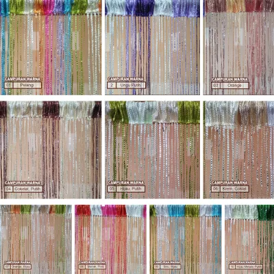 COD PARTY HOUSE - Q3 Tirai Benang Glitter Gradasi Tirai Benang Glliter Rainbow Tirai Pintu Jendela 100x200cm -Tirai Benang Jendela - Tirai Benang Pelangi Murah - Tirai Benang Warna Warni Murah - Q3