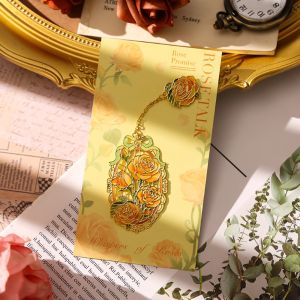 MMLUCK Hoa hồng Dấu trang hình hoa hồng kim loại Sáng tạo Cổ điển Hoa văn men rỗng Tinh tế Phong cách Trung Quốc Dấu trang trang trí Phụ Kiện Đọc Sách