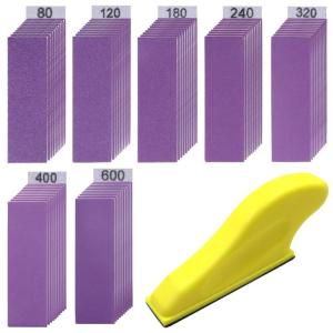 Versatile 93x230mm Purple Abrasive Paper Sanding Block Set Compatible for Various Sanders and Manual Polishing Tool