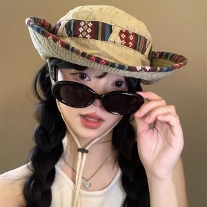 VCH National Wind Western Cowboy Hat Breathable Vintage Men Mountaineering Hat Outdoor Sun Protection Sunshade Bonnie Caps