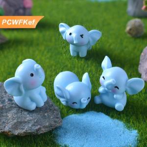 【PCWFKef】 Phim hoạt hình dễ thương màu xanh voi vi cảnh quan Máy tính để bàn trang trí đồ trang trí mini voi tự làm Tiện Ích Nhà bức tượng nhỏ