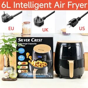GOXBERK 6L Air Fryer Multi-functional Touch Screen Electric Fryer Intelligent Nonstick Digital Air Fryer Machine Household