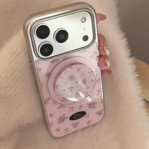 Gilt Crushed Flower Suitable for 17promax Phone case 15 Magnetic Bracket iphone16 Electroplating 14 Huawei