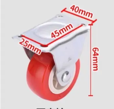 1 inch 1.5 inch 2inch Universal Swivel PP red caster wheel furniture wheel Silent push wheel castor