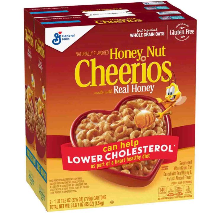 General Mills Cheerios Honey Nut Whole Grain Oat Cereal 2Boxes 1.5kg ...