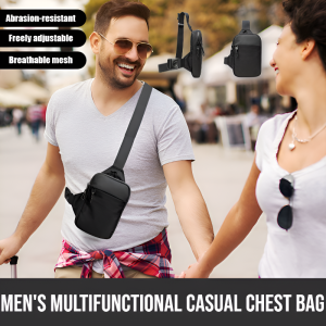 Mens Multifunctional Casual Chest Bag Sport Outdoor Chest Pack Waterproof Crossbody Bag Short Travel Messenger Chest Pack For Male