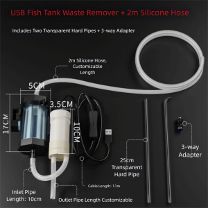 CANICE USB Powered Aquarium Water Changer 280GPH Low Noise Aquarium Pump Durable Vacuum Gravel Cleaner For Aquarium