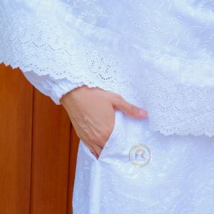 Raisma - Salima Set Gamis Putih Ihrom Bahan Katun Jepang Вышивка Perlengkapan Umroh Wanita