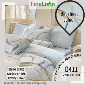 Finelivin Deluxe QUEEN/KING Pure Cotton Fitted Bedsheet Set[D-1]