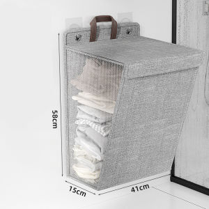 Hanging Laundry Basket With Lid Dirty Clothes Storage Basket Foldable Home Laundry Basket Organizer
