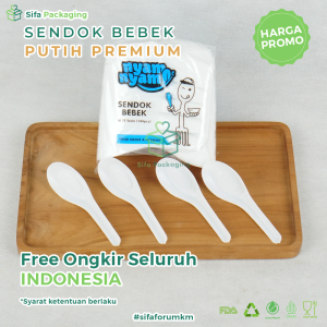 Sendok Bebek Plastik Putih isi 144 pcs Premium Food Grade Tebal Murah Grosir Untuk Makan Bubur Sop