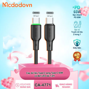 Cáp sạc nhanh Mcdodo CA-4751 USB-A to Type-C 6A dài 1.2m – Có đèn LED hỗ trợ sạc siêu nhanh cho Android /Samsung/Xiaomi - CHÍNH HÃNG
