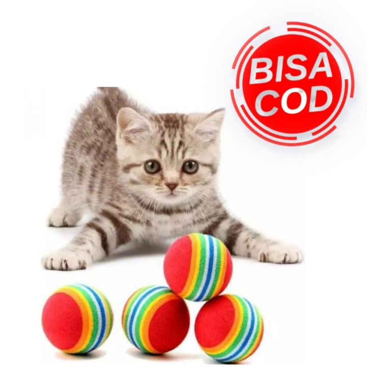 mainan kucing lucu murah mainan kucing bola mainan kucing anjing bola toys  puppy Bola Kucing Pelangi Cat Ball Toys Mainan Kucing Kitten Anak Anjing