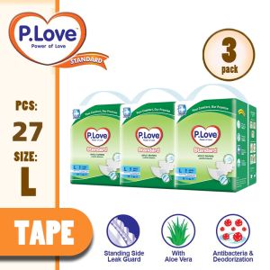 P.Love Standard Adult Tape Diapers - L10/M10/XL8 (3 Packs)