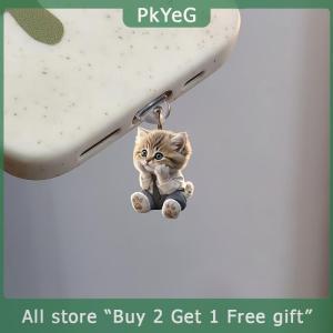 [COD] PkYeG KITCHEN Cute 2D Cat Phone Anti Dust Cap Charge Port Plug For IPhone Type C Dust Protection Stopper Accessorie