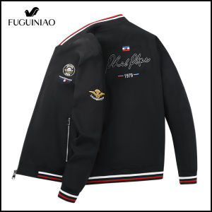 FUGUINIAO Geborduurde Baseball Uniform Heren Jas Flight Jacket  Najaar Casual Trendy Heren Bomber Flight Jacket