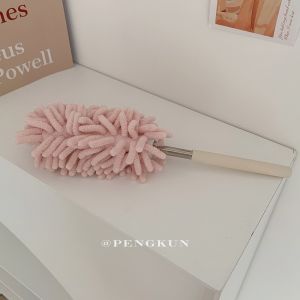 Dust duster Macaron color~mini telescopic lengthened bendable dusting feather duster chenille sweeping ash long handle removable and washable