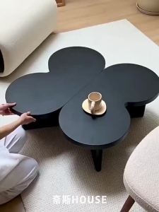 Coffee Table Nordic French Black Coffee Table Butterfly Table Solid Wood Low Table Modern Combination Coffee Table Sofa Side Table Light Luxury Sim*&&-