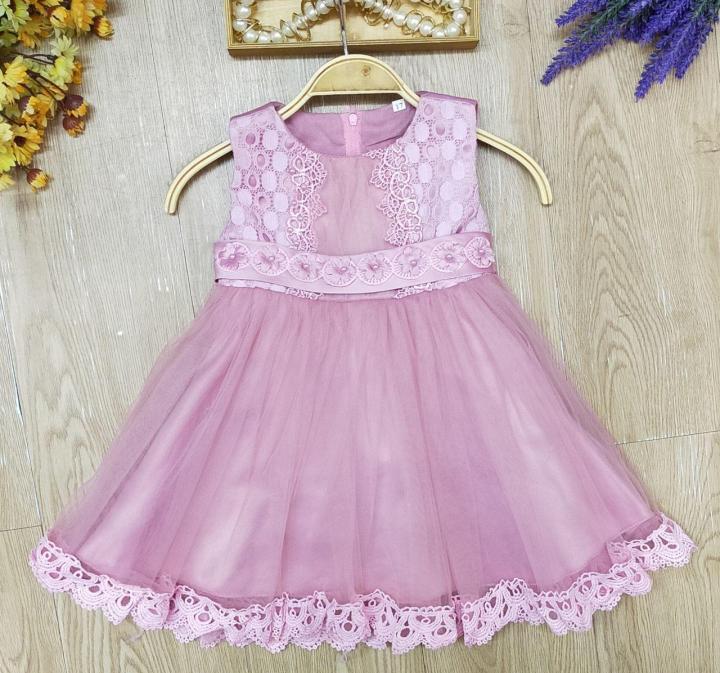 Kids Girl Flower Belt Dress(Peach/Cream) Lazada