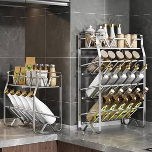 SXH Kitchen spice rack countertop organizer multi-functional storage for seasonings and kitchen utensils no-drill installation multi-layer shelf