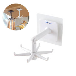 Giá Móc Treo Đồ Nhà Bếp Nhà Tắm Đa Năng Hamart 6IN1 XOAY 360° Kèm Miếng Dán Tường Siêu Dính