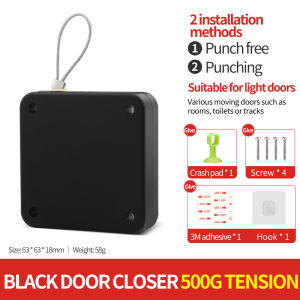 No hole punching door closer automatic household door closer buffer iron pull rope closure sliding sliding door simple pull rope god
