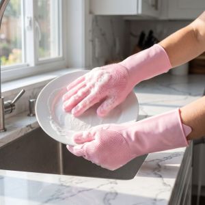 PETPARADIS Silicone Cleaning Gloves Durable Multifunctional Dishwashing Gloves Quick-Dry Wear-Resistant Pet Wash Gloves Dog Bathing