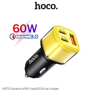 HOCO HK72 หัวชาร์จในรถ 3 พอร์ต ชาร์จเร็ว PD 30W + QC 3.0 สูงสุด 60W พอร์ตชาร์จ Type-C x 2 / USB x 1