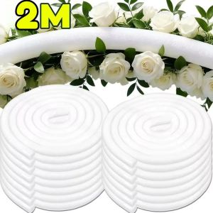 EASYEAH Reusable Floral Arrangement Stick EPE Pearl Cotton 2M Cylindrical Foam Rod  Flexible Artificial Flower Rod Wedding Arch Decor
