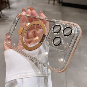 Anti-skid Bumper Transparent for Magsafe Bracket Case for iPhone 16 14 15 Plus Magnetic Cover for iPhone 13 14 15 16 Pro Max
