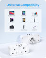 LENCENT UK to EU Euro European Plug Adapter with 1 Type C and 2 USB Ports, LENCENT 2 Way Grounded Travel Adapter for Spain Germany France Portugal Greece Russia Netherlands Turkey and more(Type E/F). 