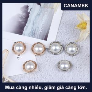 【CANAMEK】 10pcs ngọc trai Kim Loại Shank nút cho may scrapbooking DIY Craft trang trí