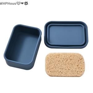 WP💓💛💖 Solid Shampoo Bar Holder Large Leakproof Travel Soap Case Silicone Soap Box With Draining Layer Enhanced Soap Container