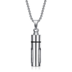 HamshMoc Pet Memorial Cremation Ash Urn Pendant Necklace Stainless Steel with Clear Glass Bottle Keepsake Gift for Loss of Loved Furry Friend