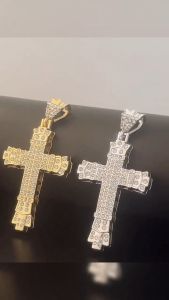 Nurm Hip Hop Diamond Exaggerated Retro Cross Pendant Men Women Jewelry