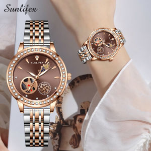 Sunlifex Jam Tangan Wanita E055 Korea Elegan Kuarsa Tali Alloy Jam Tangan Cewek
