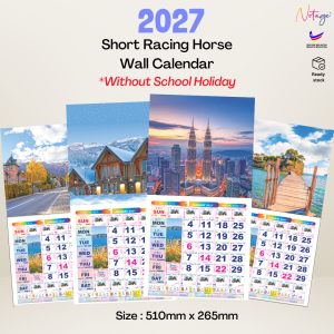 10" Horse Calendar 2027 Large Wall Racing Horse Hanging Kalendar Kuda Hand Tear Traditional School state holiday 跑马日历