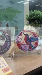 [SG Seller]Round Irregular Blue Cardboard Jigsaw Puzzle Circular Planet Animal Stained Glass Pattern Stress Relief
